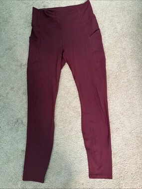 Fabletics Pureluxe High-Waist Wine Burgundy Leggings with Side Pockets